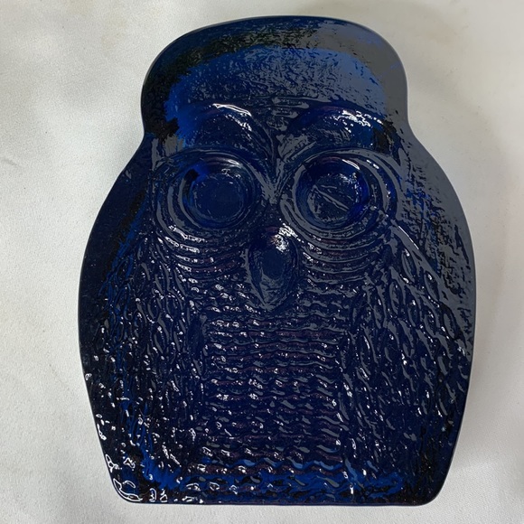 VTG HTF BLENKO peacock blue glass Owl bookend / paperweight Joel Myers Milton. - Picture 7 of 10